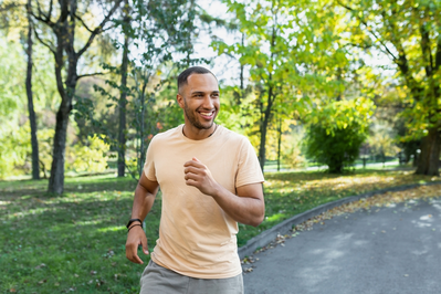 happy man exercising outdoors