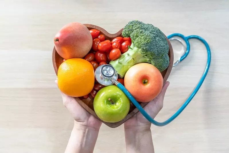 heart shaped bowl with healthy foods